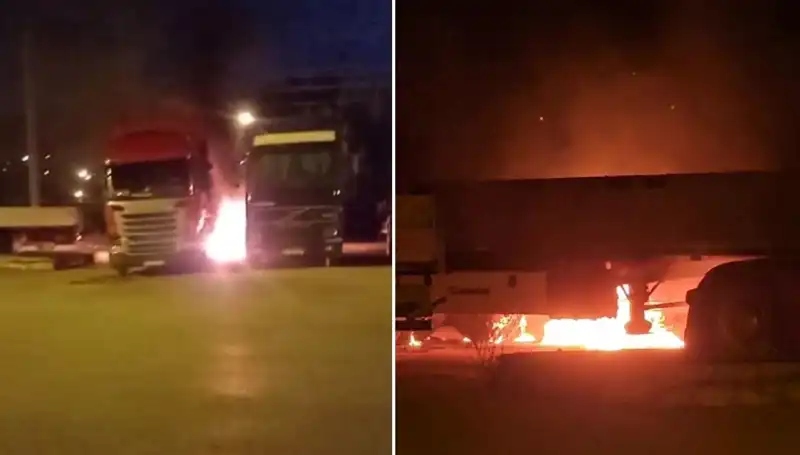 Park Halindeki Tırlara Köstebek Üzerinden İtfaiye Alarmı!